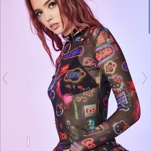 Dolls Kill x Hello Kitty Pixel City mesh top sz:1X